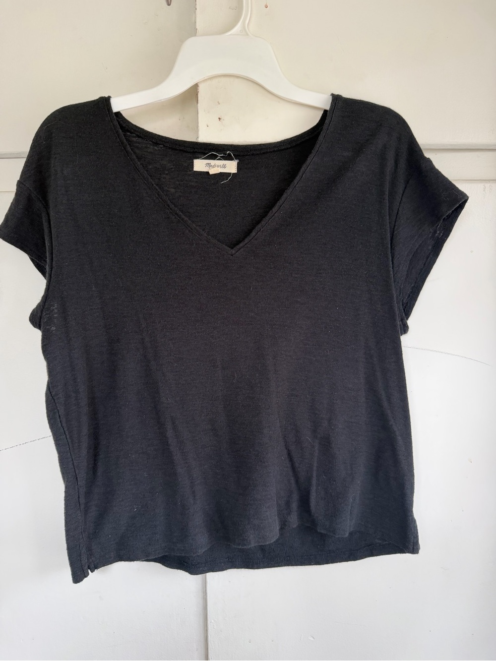 Madewell Black V-Neck Short Sleeve Boxy Tee